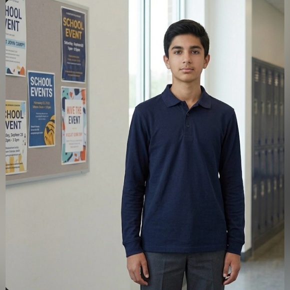 Izod Other - NWT IZOD Approved Schoolwear Long Sleeve Polo (Set of 5) - Navy L(38/39)